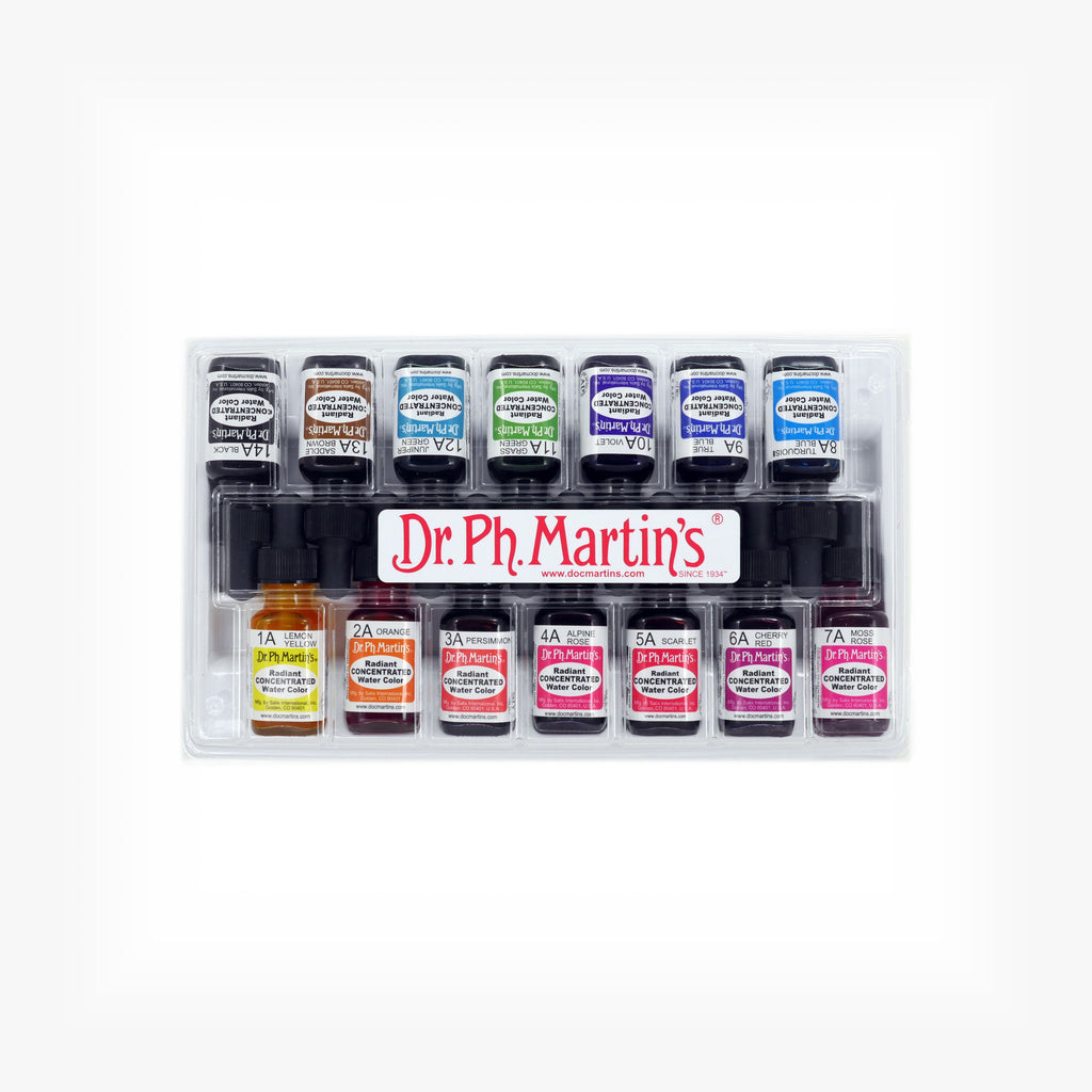Dr. PH Martin's Radiant Concentrated Watercolor Set - 14 Colors - Set A -  7679151